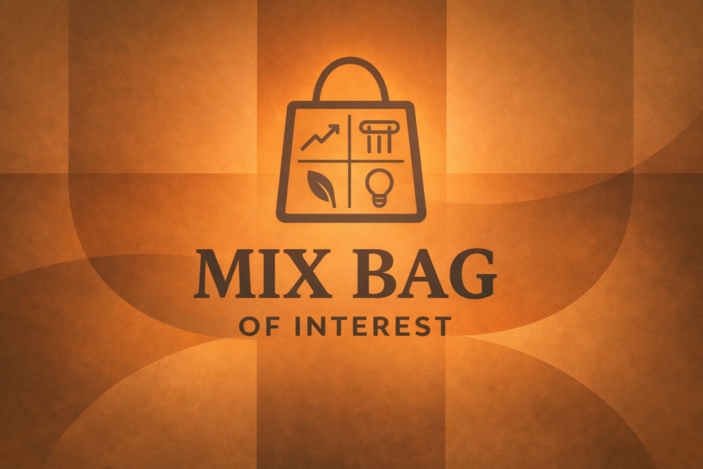 Hero image for Mix Bag of Interest featuring the brand logo and warm abstract quadrant background.
