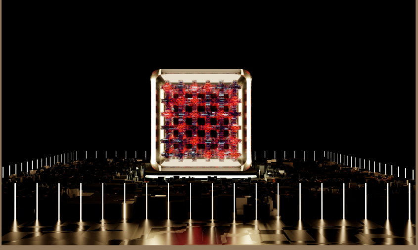 A luminous, futuristic quantum‑processing core with glowing blue pathways and distributed nodes, symbolizing the Exodus shift from centralized governance to adaptive, networked systems.